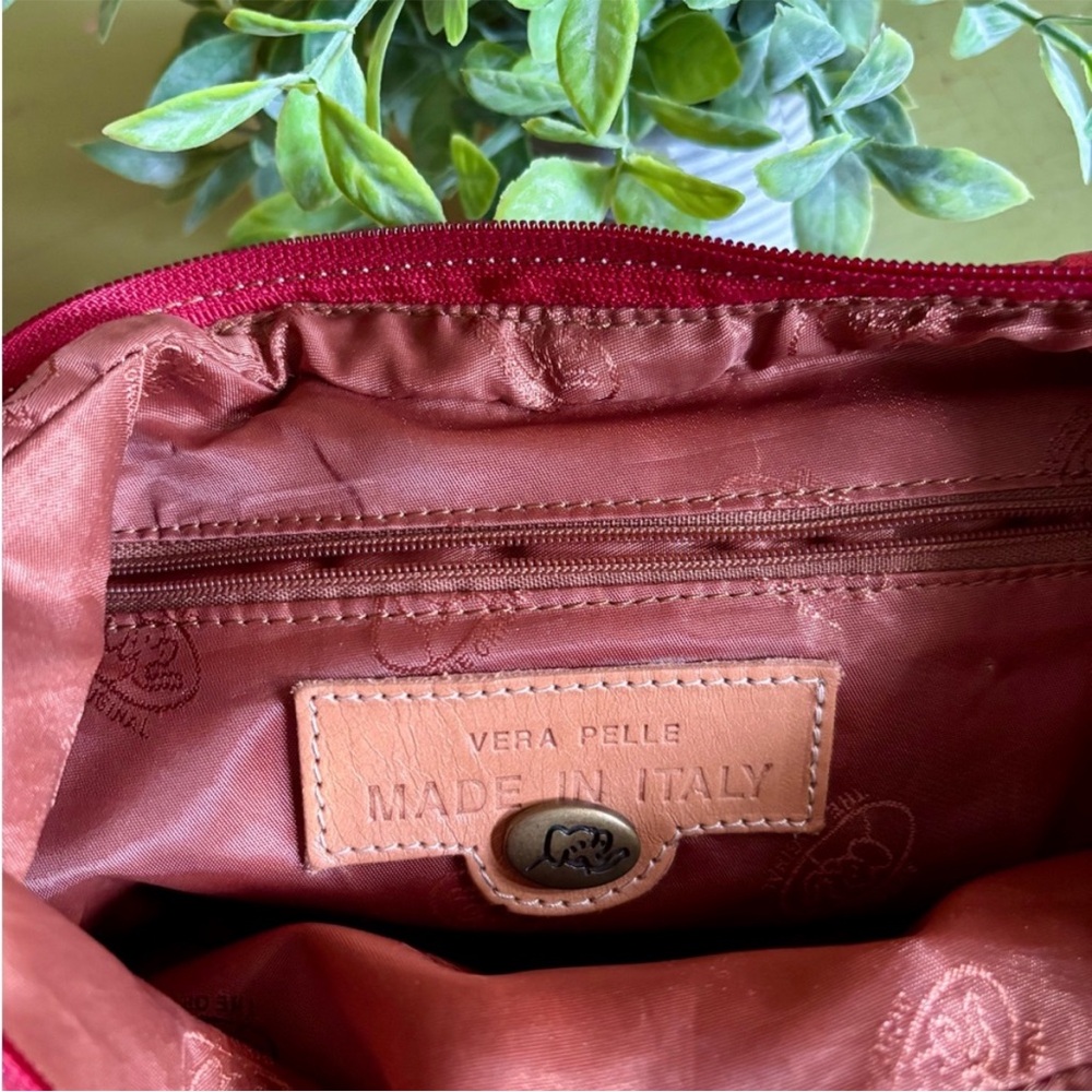 🎁SALE! VERA PELLE Red Leather Hobo Bag-Made in Italy - Picture 2 of 10